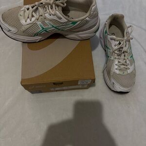 ASICS Cream and green Athletic Sneakers